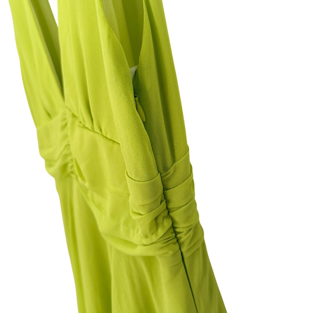 Lulu's Neon Lime Tiered V-Neck Prom Dress - Picture 9 of 16